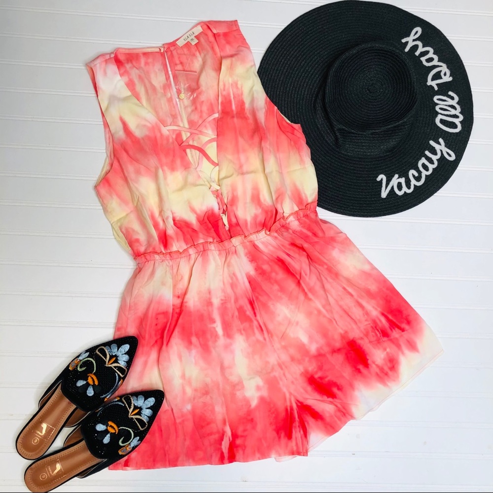 ILLA ILLA Pink Yellow Tie Dye Romper